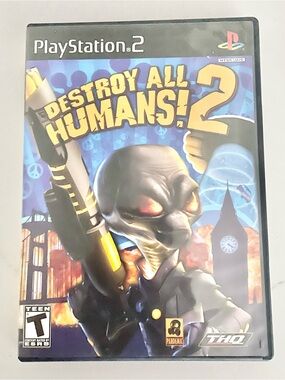 Sony PlayStation 2 Destroy All Humans! 2 - Blue & Yellow Cover Art